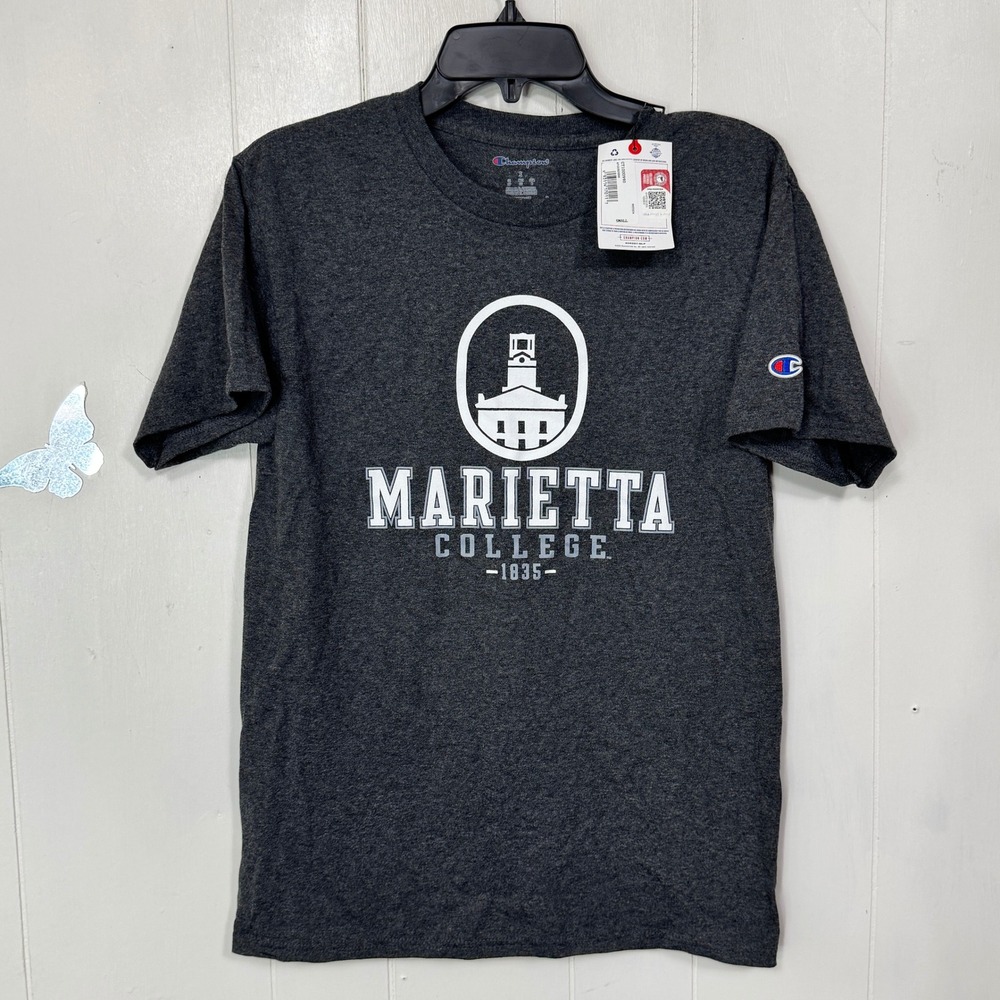 Champion Marietta College‎ T Shirt Mens Small Gray Logo Graphic Tee NWT